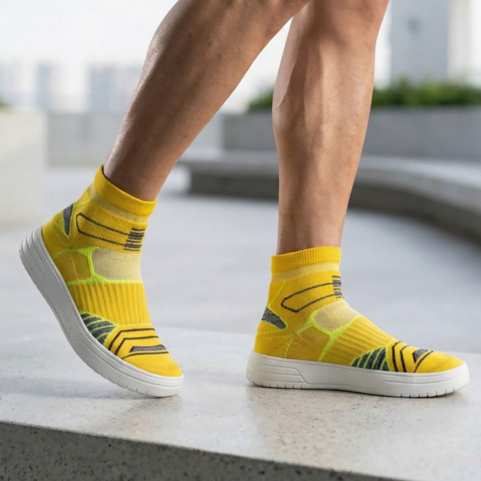Urban Streetwear - Scarpe da ginnastica da uomo, a calza, elasticizzate, lavorate a maglia, con grafica stampata, per passeggiate in città, palestra, danza