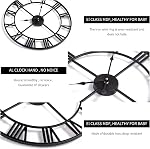 Large Wall Clock, Metal Retro Roman Numeral, Modern Round Silent Wall Clocks, Easy to Read for Living Room/Home/Kitchen/Bedroom/Office/School Decor (Silver, 18 Inch)