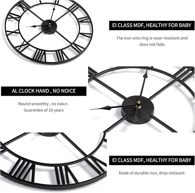 Reloj de Pared 16 pulgadas - Metal Vintage Números Romanos - 1st owned miniatura 5