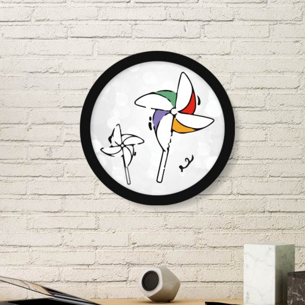 Cadre photo rond en bois noir motif moulin à vent météo DIYthinker