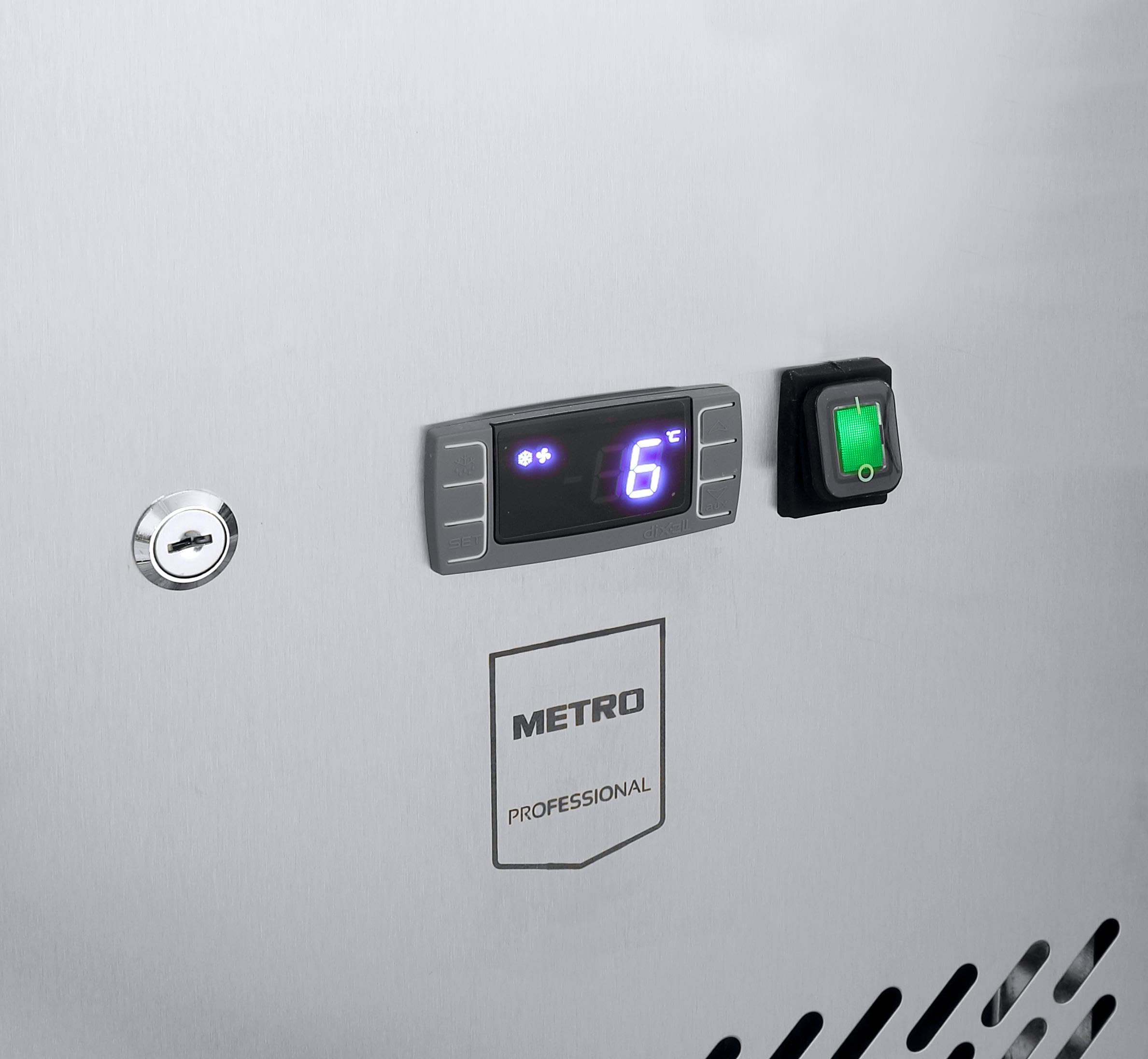 METRO Professional Banco congelatore GCF2100, acciaio inox, 215 L, refrigerazione ventilata, 600 W, con serratura, 2 porte, argento