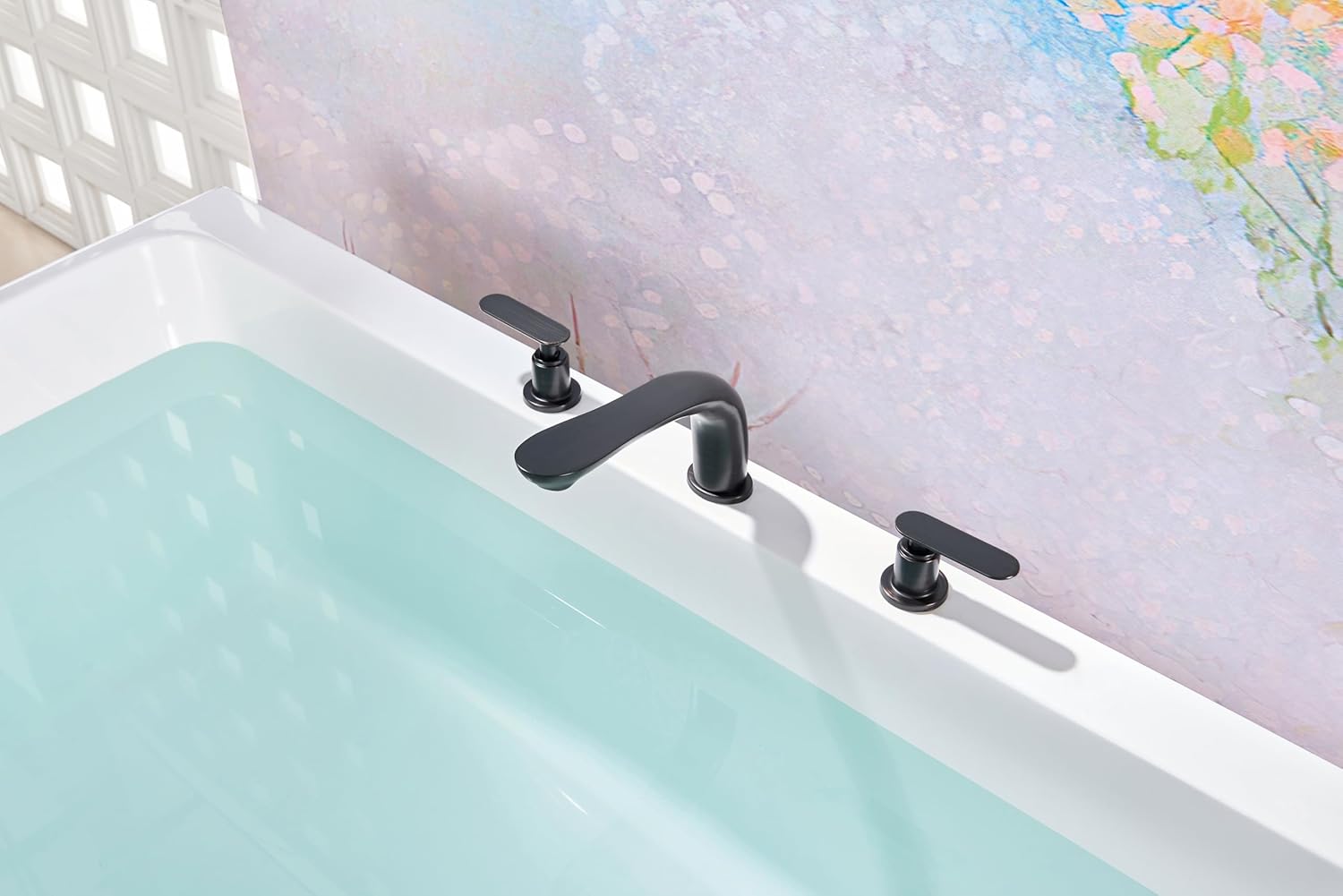 SITGES Classic Bathtub Faucet,2-Handle Oil Rubbed Bronze Tub Filler,3-Hole Widespread Roman Tub Faucet,High Flow Deck Mount Bath Tub Faucet with Valve Included