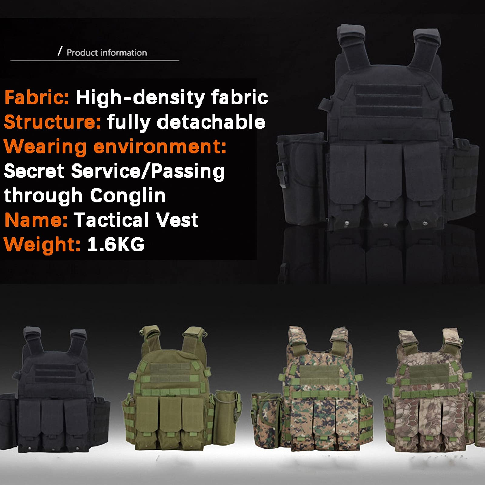 Gilet tattico,platecarrier Combinato Campo Assalto,Pettorina Paintball Airsoft,Maglia CS effettivo Allenamento all'aperto-Army Fans,Gioco di Sopravvivenza,Caccia,Pesca