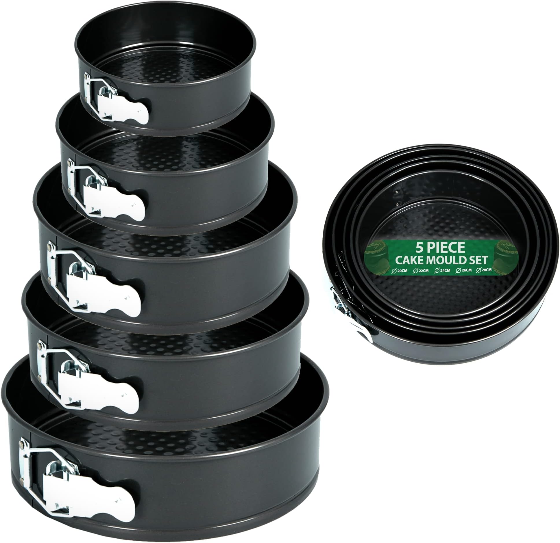 ZENO Cake Tin Set 5 PCS Springform with Removable Bottoms Metal