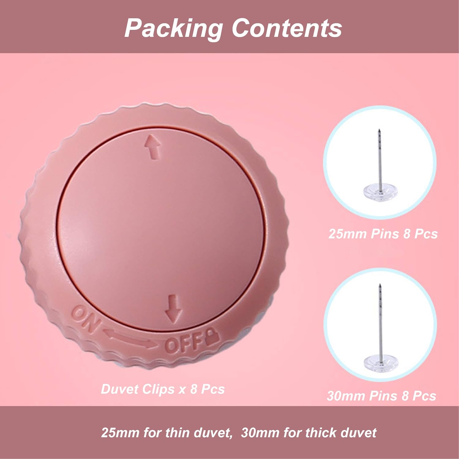 None Brand Duvet Clips 8 Pcs with 16 Duvet Pins Prevent Comforter from Shifting in Cover Quilt Anti-Movement ABS Clips Bed Sheet Fasteners Keep Corner in Place Child Safety Bedding Accessories Pink: Home & Kitchen