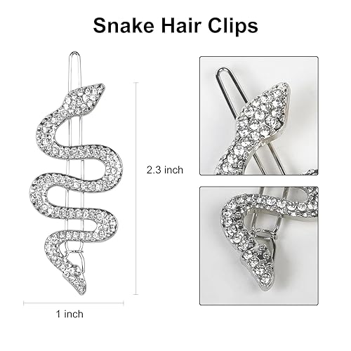 Miniatura 2 de TEBIEKOY Horquillas para el pelo de serpiente con diamantes de imitación brillantes, juego de 4 pinzas de pelo de serpiente de aleación, accesorios