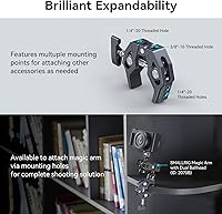 Vista 3 de SMALLRIG Abrazadera en forma de cangrejo, soporte para cámara, 1/4"-20, 3/8"-16 agujeros roscados, carga útil de 7.7lbs/3.5kg, compatible