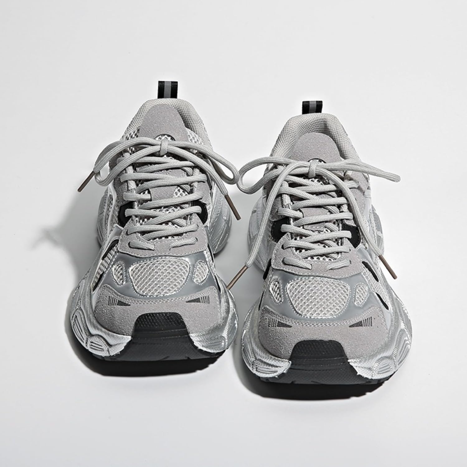 Womens Fashion Leather Chunky Platform Lace Up Sneakers Casual Non-Slip Round Toe Tennis Gym Walking Daily Dad Shoes - Image 4