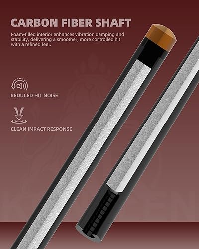 Miniatura 2 de KONLLEN Taco de piscina de fibra de carbono 2.0 con cono profesional | Palo de billar con incrustaciones hechas a mano de baja desviación | Eje