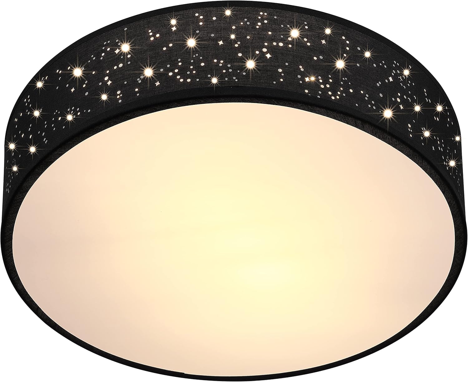 MONZANA® Flush Ceiling Light, Black Star Perforated Fabric 30cm for 1x E27 Bulb for LED Bulbs max. 40w, Suitable for Living Room, Kitchen, Bedroom, Home Office, Hallways, Kids Room Ceiling Flush Light