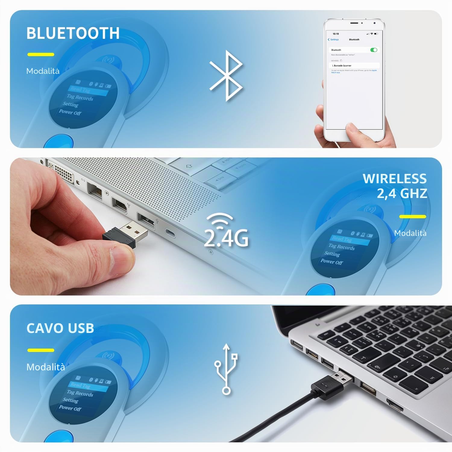 NetumScan Bluetooth Pet Microchip Scanner Reader RFID EMID, scanner portatile 3 in 1 2048 Tag Data Storage Animal Tag Scanner con schermo TFT, 1200mAh per ISO 11784/11785, FDX-B e ID64 RFID DJ-130
