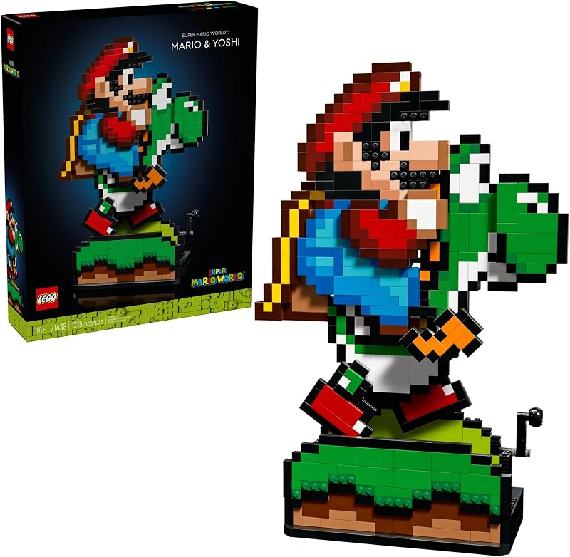 LEGO Super Mario World: Mario & Yoshi Juego de construcción para adultos, mayores de 18 años - Idea de regalo para cumpleaños - Manualidades DIY para fanáticos del juego Nintendo - Exhibición para el hogar o la oficina - 71438