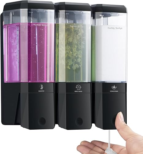 Dispensador de jabón de ducha, dispensador de ducha montado en la pared, dispensador de champú y acondicionador sin taladro, dispensador de champú