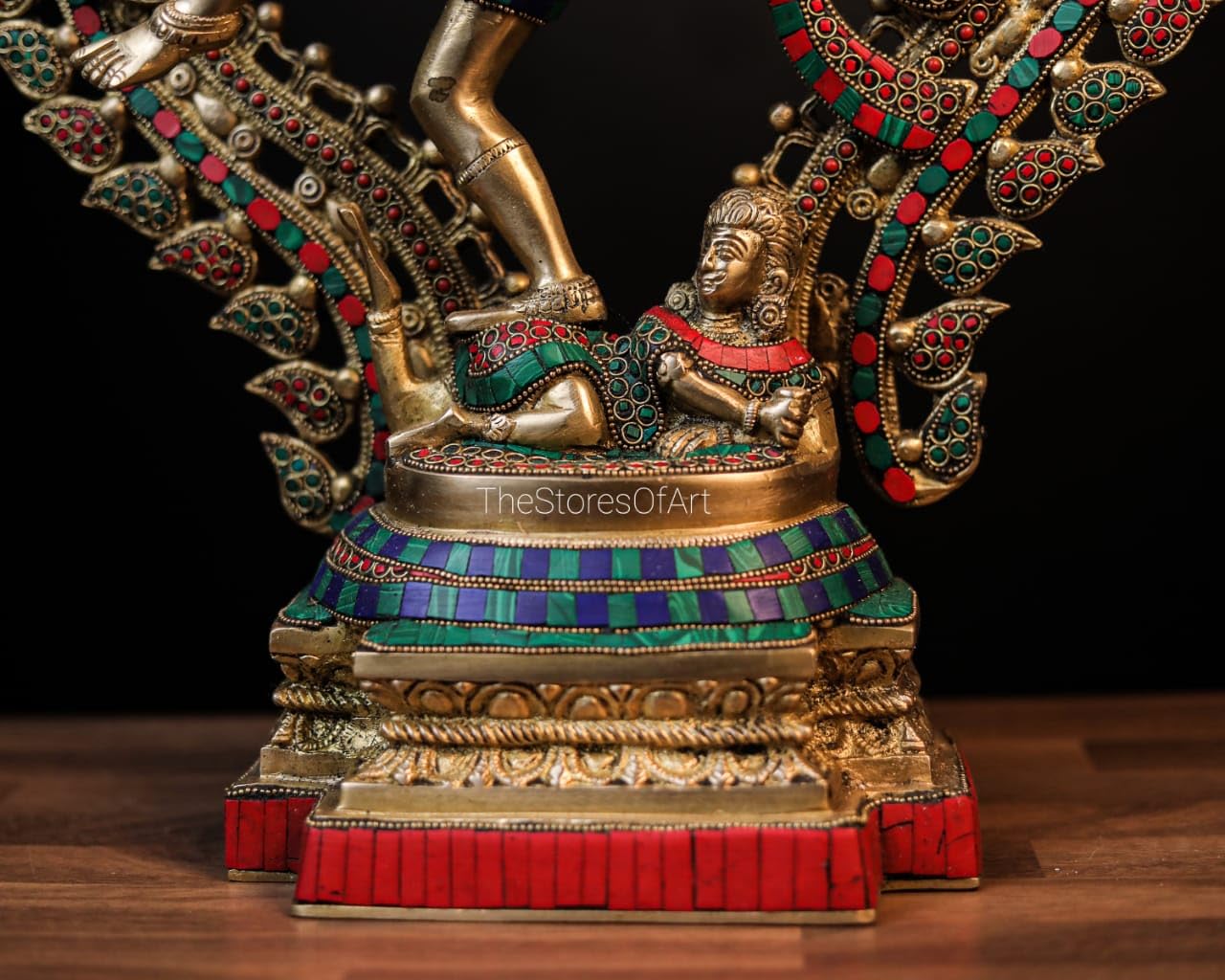 Statua Nataraja in ottone grande con mosaico in pietra, 56 cm grande dimensione ottone danzante Shiva Natraj statua, Shiva danzante | Ideale per la decorazione della casa | Lord Shiva in danza cosmica