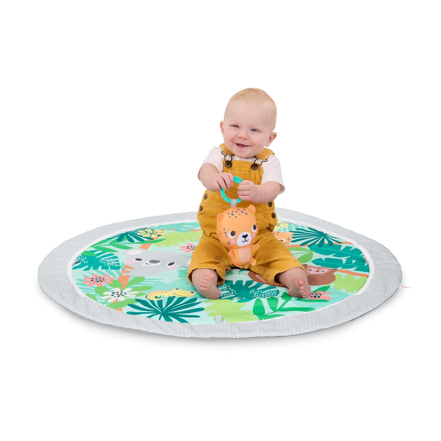 Bright Starts Wild Rainforest Foldaway Activity Gym with Carry Bag for Storage & Travel, Blue Green Jungle Play Gym, Newborns & Up