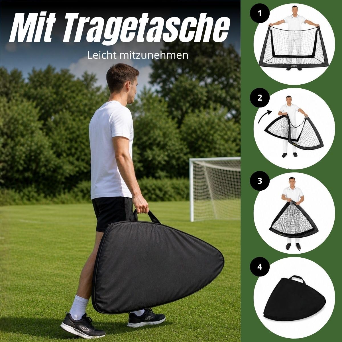 Umbro Fußballtor 50 x 44 x 44 cm - Fußballtore Set von 2 - Faltbares Fussballtor - Fussballtore für Garten Kinder