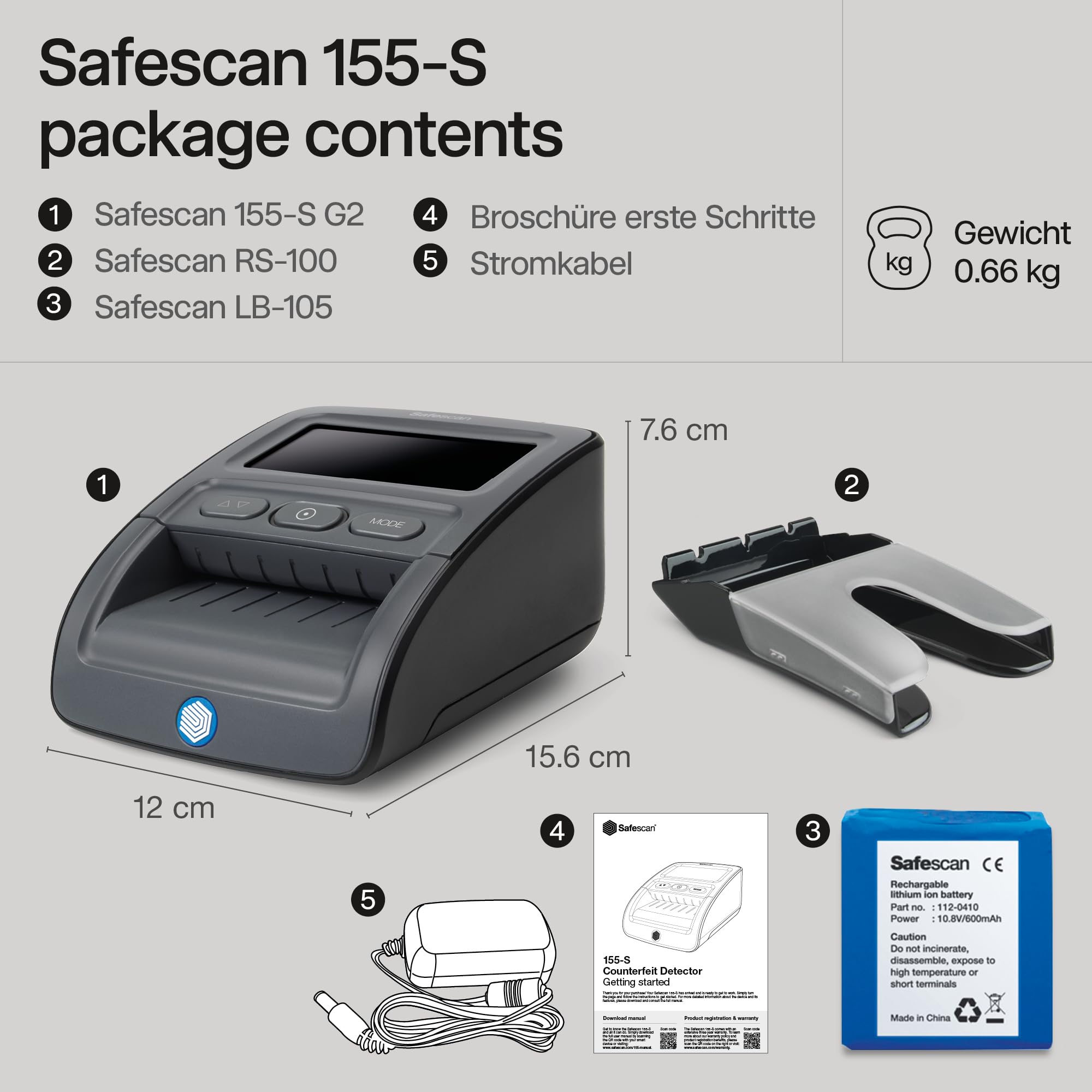 Safescan 155-S automatischer Geldscheinprüfer zur schnellen Überprüfung von Geldscheinen - Falschgeldprüfgerät mit 7-facher Echtheitsprüfung - 100% genauer Geldscheinprüfer