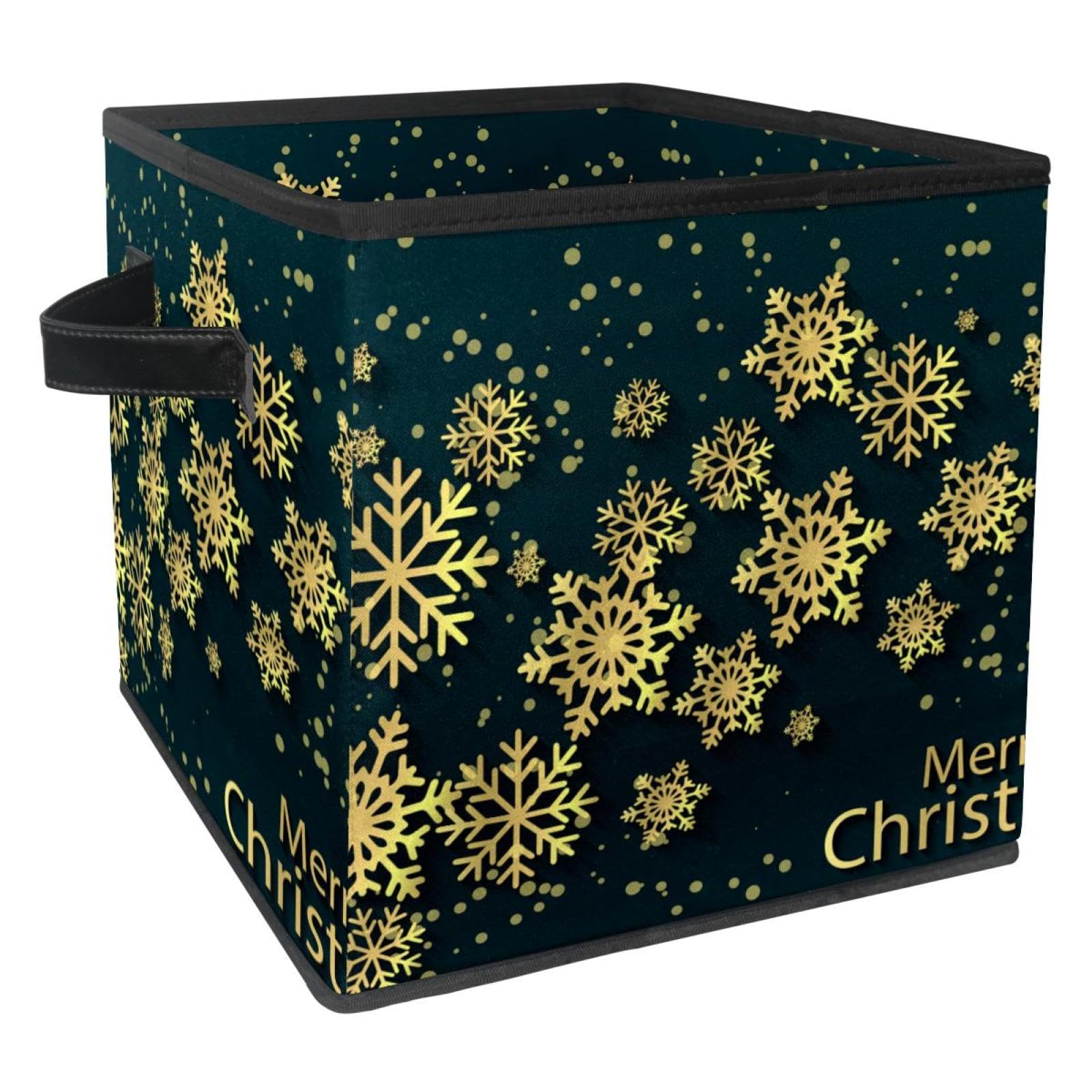 Bac de rangement en tissu haut de gamme motif flocon de neige doré pour maison
