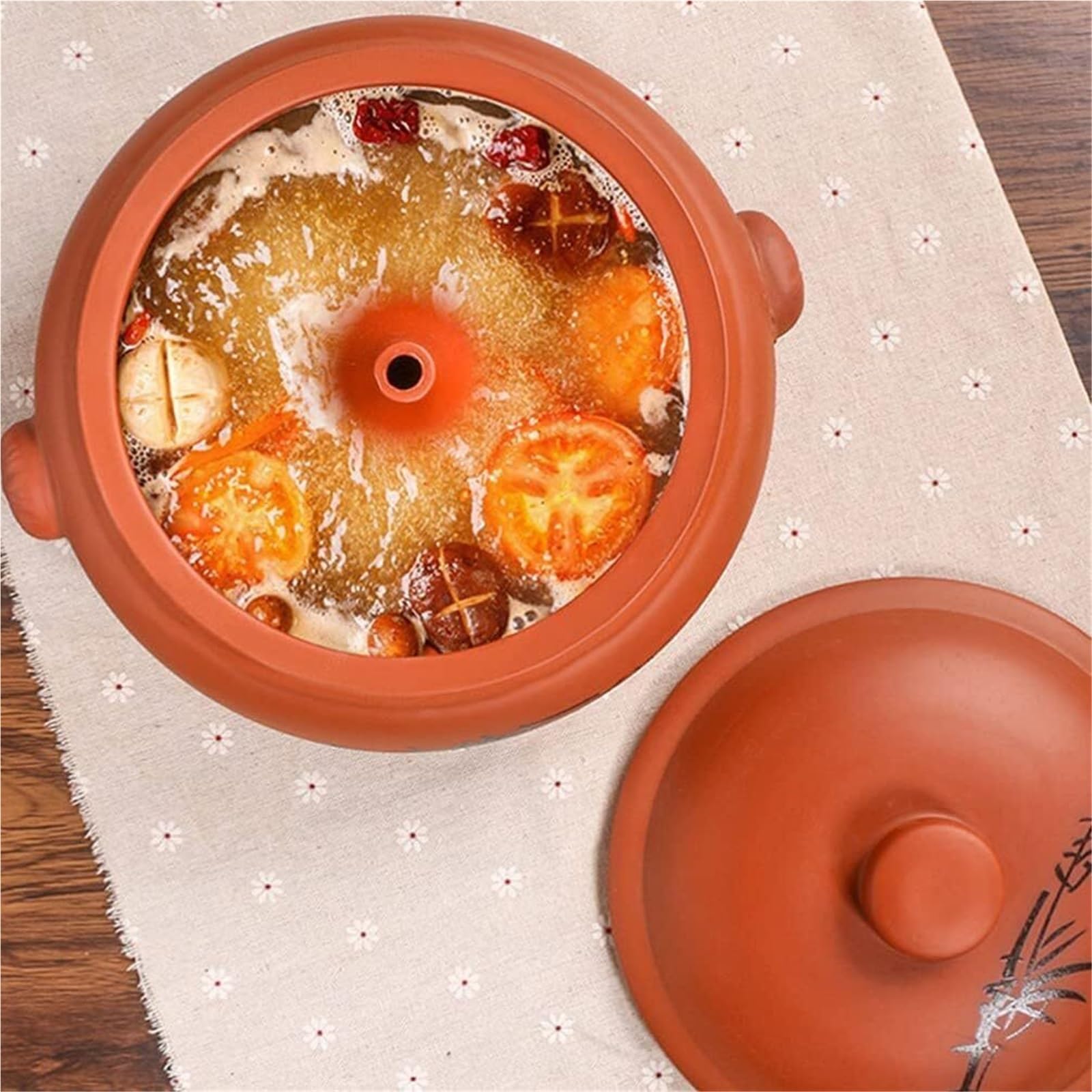 Auflauf-Keramik-Kochtopf, Auflauf-Suppentopf, Keramik-Yunnan-Suppen-Essen-Kochtopf Mit Griff, Dampfgartopf For Die Heimküche(0.9L)