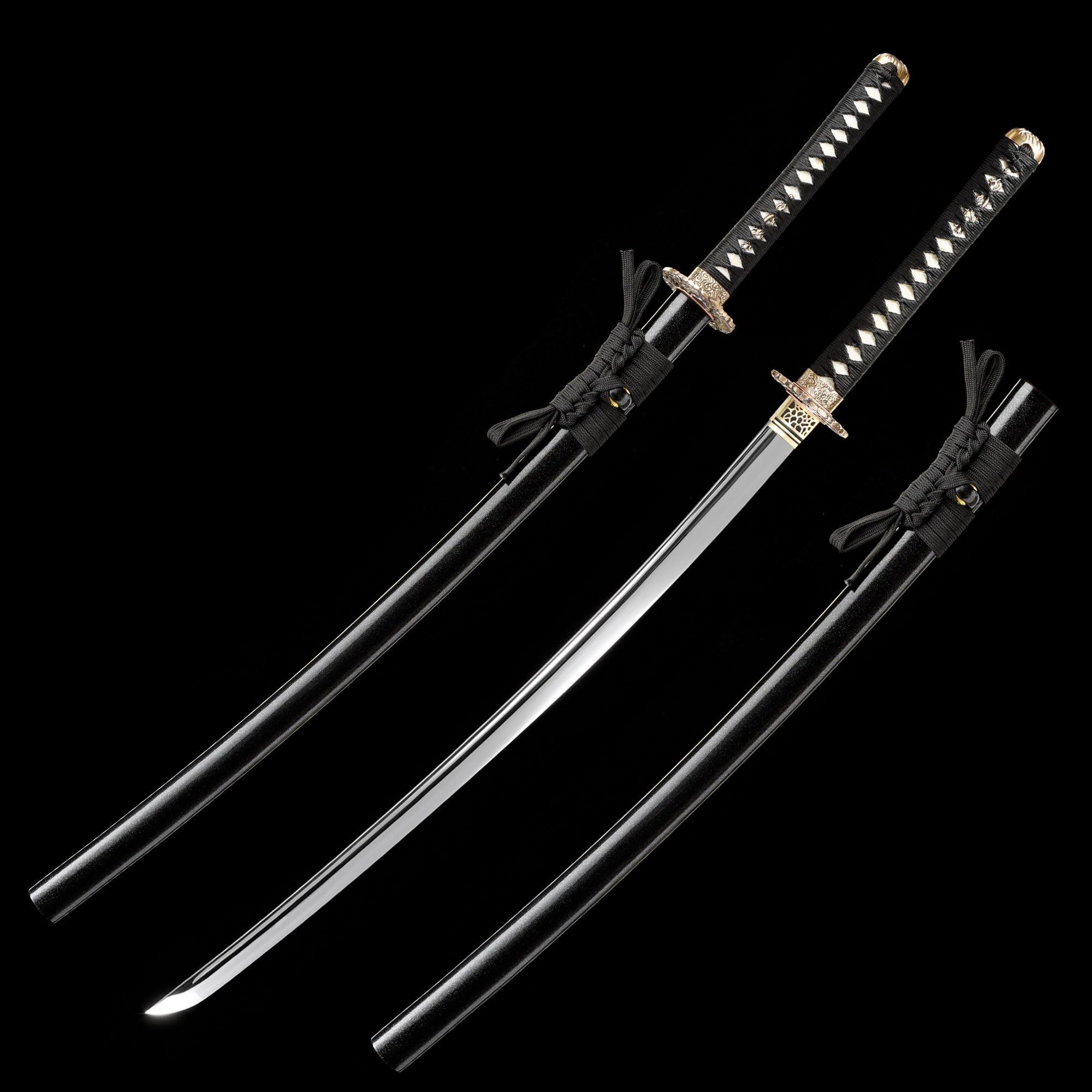 Katana Sword - 41" Full Tang Real Samurai Sword, Handmade Clay Tempered Spring Steel, Razor Sharp Japanese Samurai Swords Impressive Gift for Adults/Men