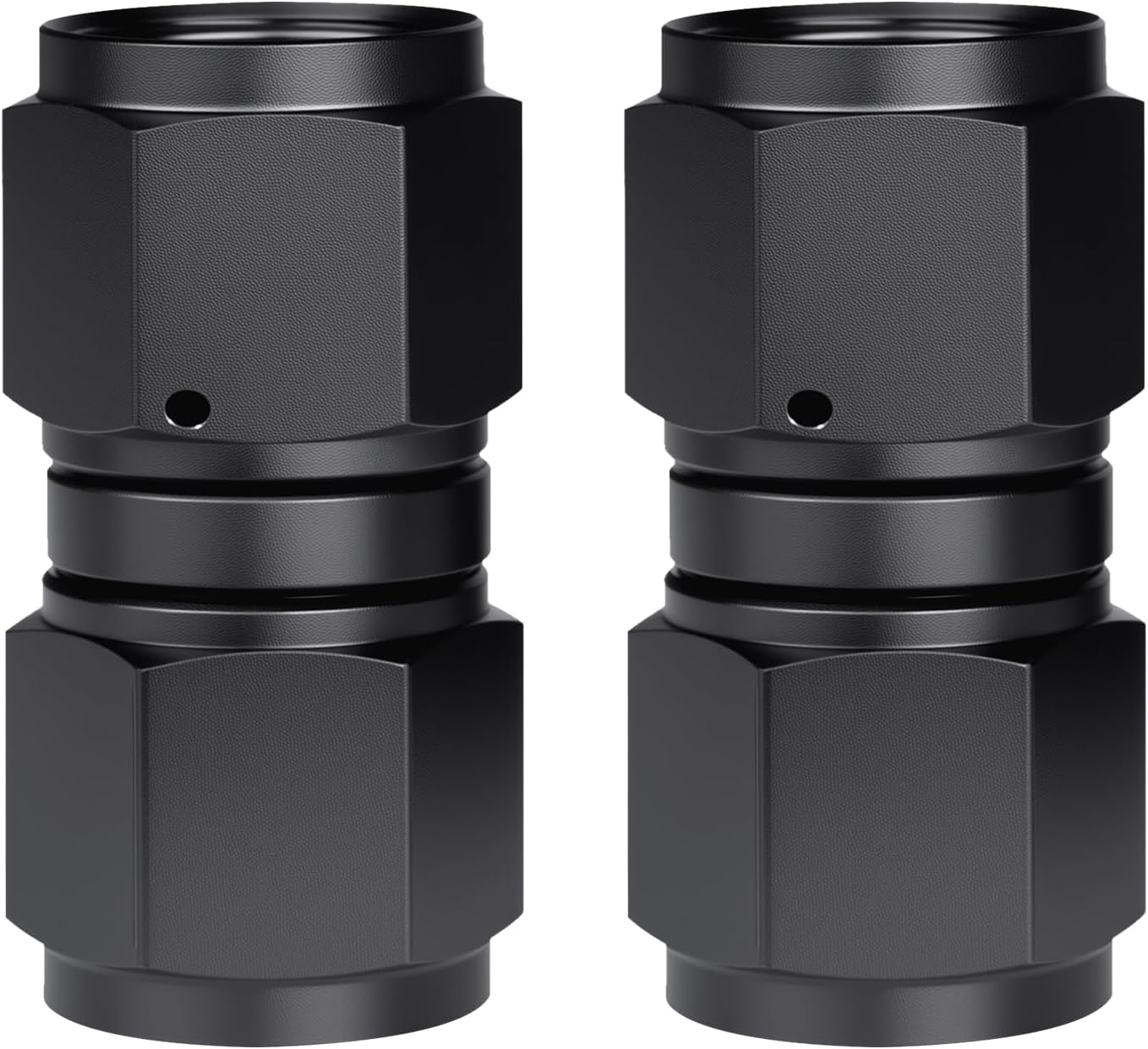 6AN Female to AN6 Female Coupler Double Swivel Straight Union Connector Fitting Adapter Aluminum Black 2PCS