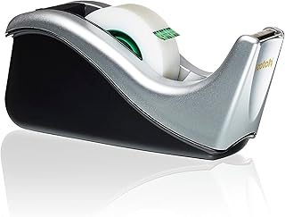 Scotch Dispensador para Cinta adhesiva - Modelo C60 para Cinta de hasta 19mm x 38m - Dispensador rellenable para la escuela, el hogar y la oficina - Incluye un rollo de cinta - Color negro y plata