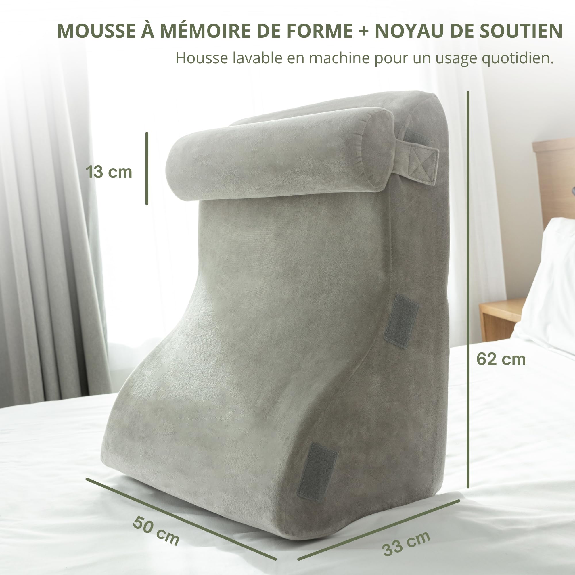Coussin de Lecture pour Lit et Canapé | Dossier et Tête de Lit Rembourrés | Oreiller Ergonomique pour Lecture | Support Triangulaire Confort Dos | Coussin Anti Reflux Adulte et Enfant