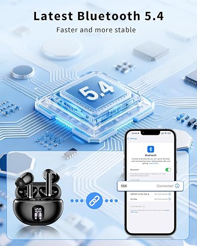 Miniatura 4 de Auriculares inalámbricos, auriculares Bluetooth 5.4 con reproducción de 50 horas, auriculares estéreo de graves profundos, llamadas claras con
