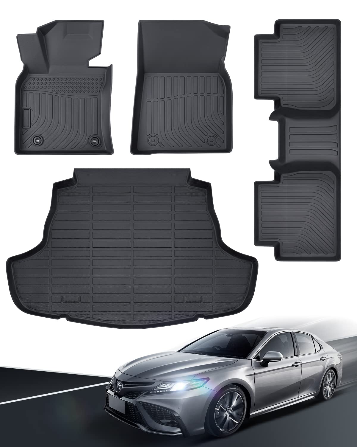 2024 2023 for Toyota Camry 8th Floor Mats 2022 2021 2020 2019 2018 FWD TPE All Weather Waterproof