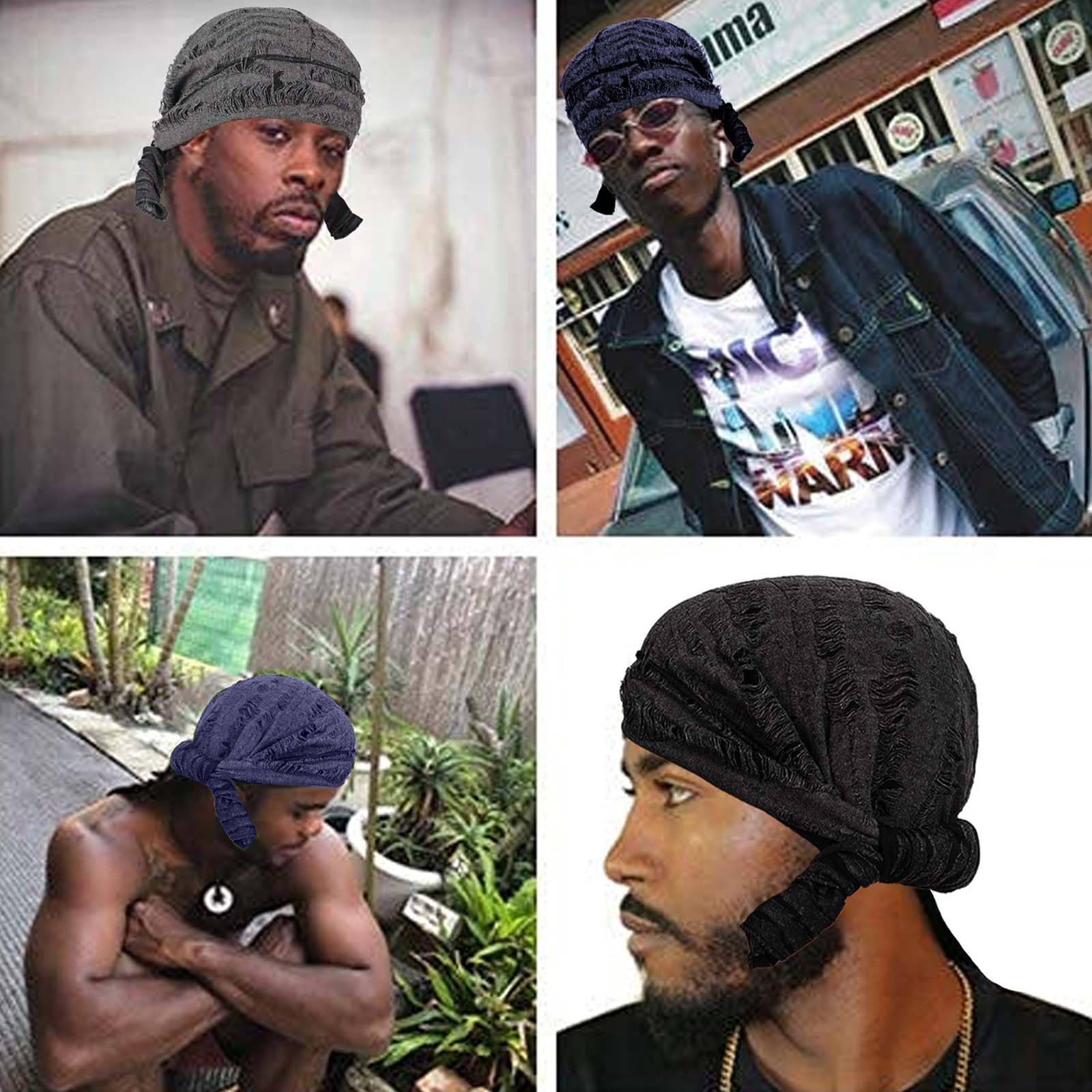 2 Piezas Bandana, Gorro Bandanas Piratas, Durag Sombreros, Elástica, Transpirable, Pañuelos Cabeza para Hombres y Mujeres Decoración Diaria de Hip-Hop