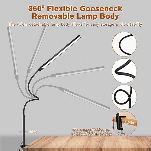 Miniatura 5 de Aedcbaide Lámpara de escritorio para oficina en casa 108 unidades lámpara de escritorio LED de 157in cabeza flexible cuello de cisne flexible