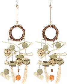 Pacote com 2 brinquedos naturais para mastigar coelhinhos para ranger os dentes, brinquedos de coelho de madeira para mastigar coelho, brinquedo natural para mastigar coelho para