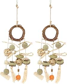 Pacote com 2 brinquedos naturais para mastigar coelhinhos para ranger os dentes, brinquedos de coelho de madeira para mastigar coelho, brinquedo natural para mastigar coelho para