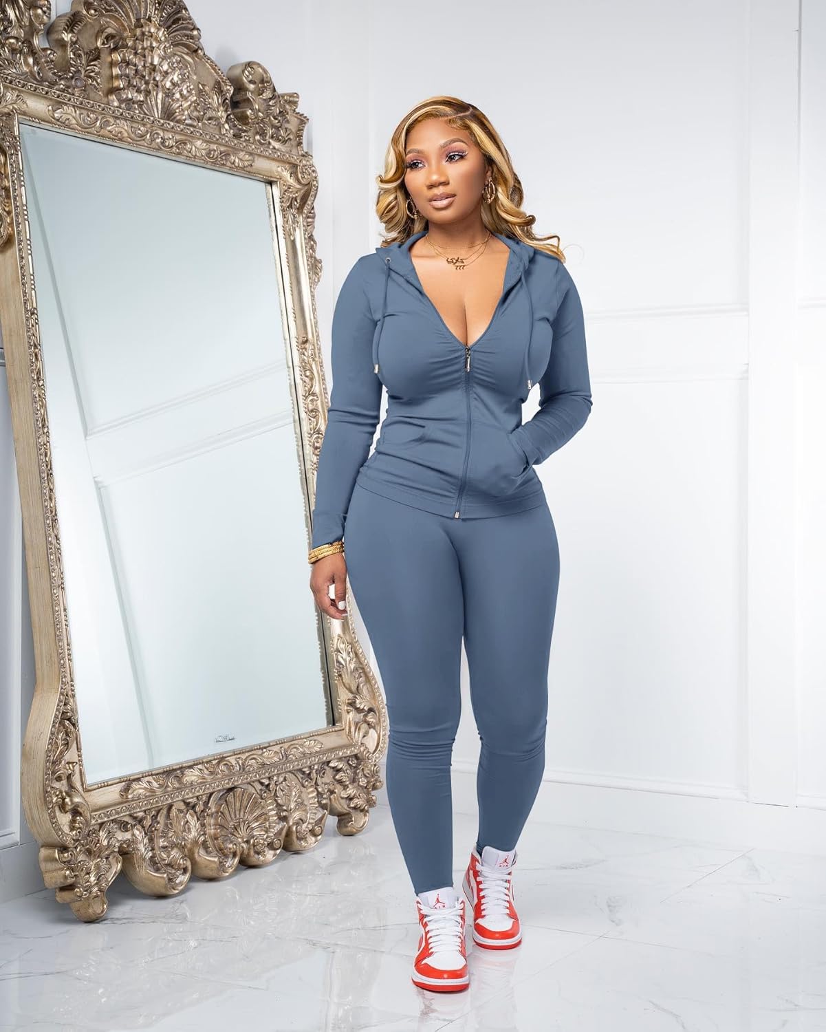 Mrskoala Two Piece Outfits for Women Jogger Sets Workout Sweat Suits Tracksuit Pants Set - Image 3