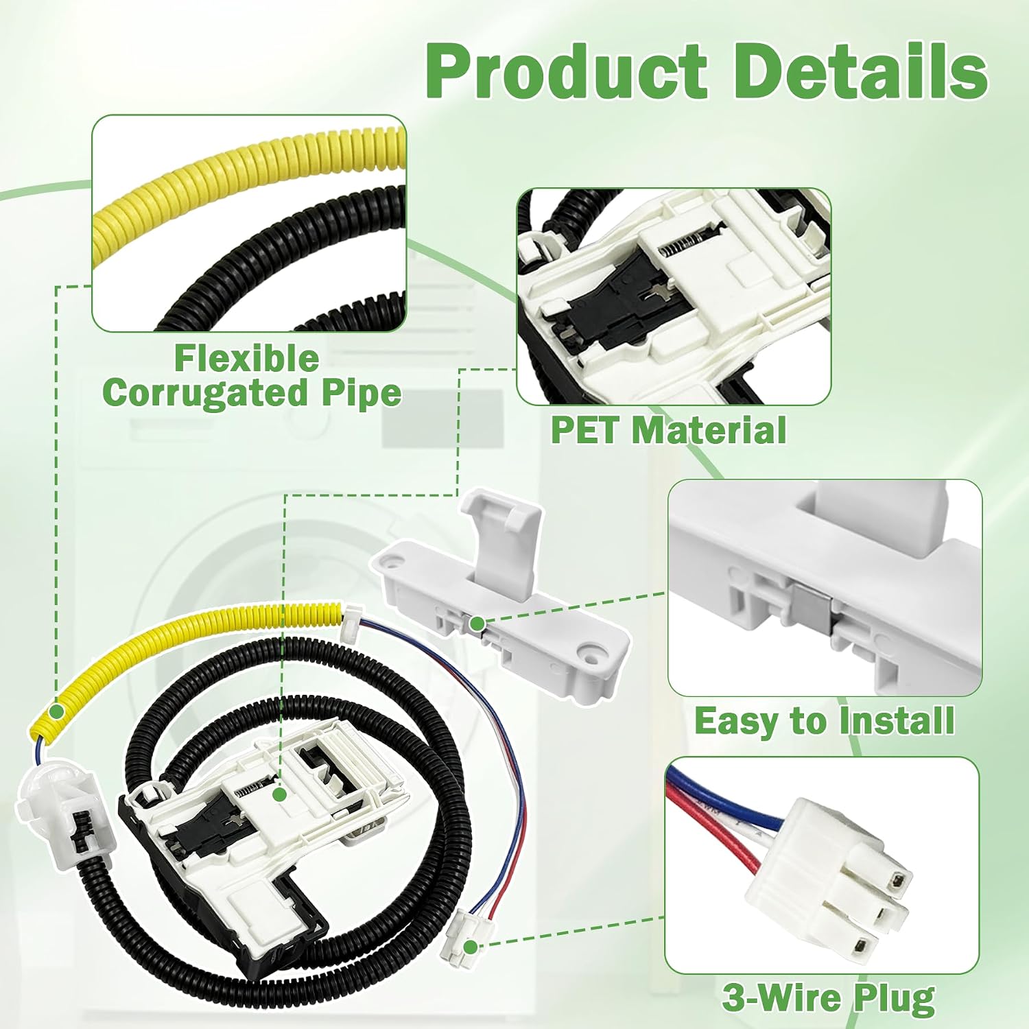 Upgraded W11307244 W10682535 Washing Machine Lid Lock Assembly Replacement WTW4816FW2 WTW4955HW1 WTW5000DW1 WTW5000DW2 WTW5000DW3 NTW4516FW3 NTW4605EW0 RTW4516FW1 RTW4516FW2 MVWC565FW2 MVWC565FW0