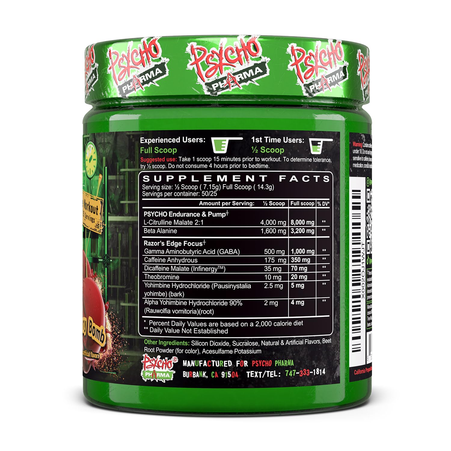 Psycho Pharma Edge of Insanity High-Stim Pre-Workout Powder – Intense Energy, Focus, Strength and Muscle Pumps – Advanced Pre Workout Supplement (Cherry Bomb) — Amazon image 8