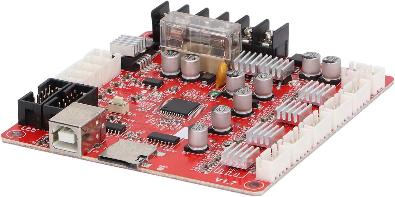 3D Printer Control Board, 3D Printer Motherboard Good Heat Dissipation Integrated Main Board with USB Interface 12V‑24V, DeepGroove Ball Bearings