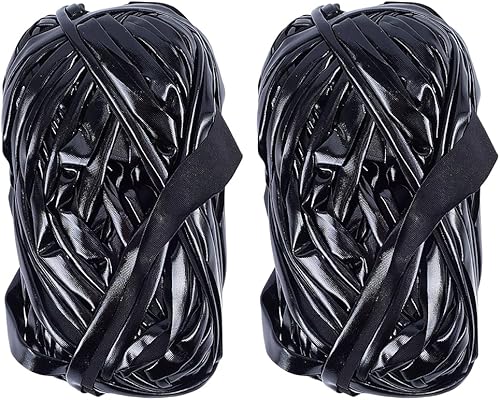 CABODYALS Fil à Crocheter Noir de 28 m et 19mm Ruban Métallique Brillant Tissé à