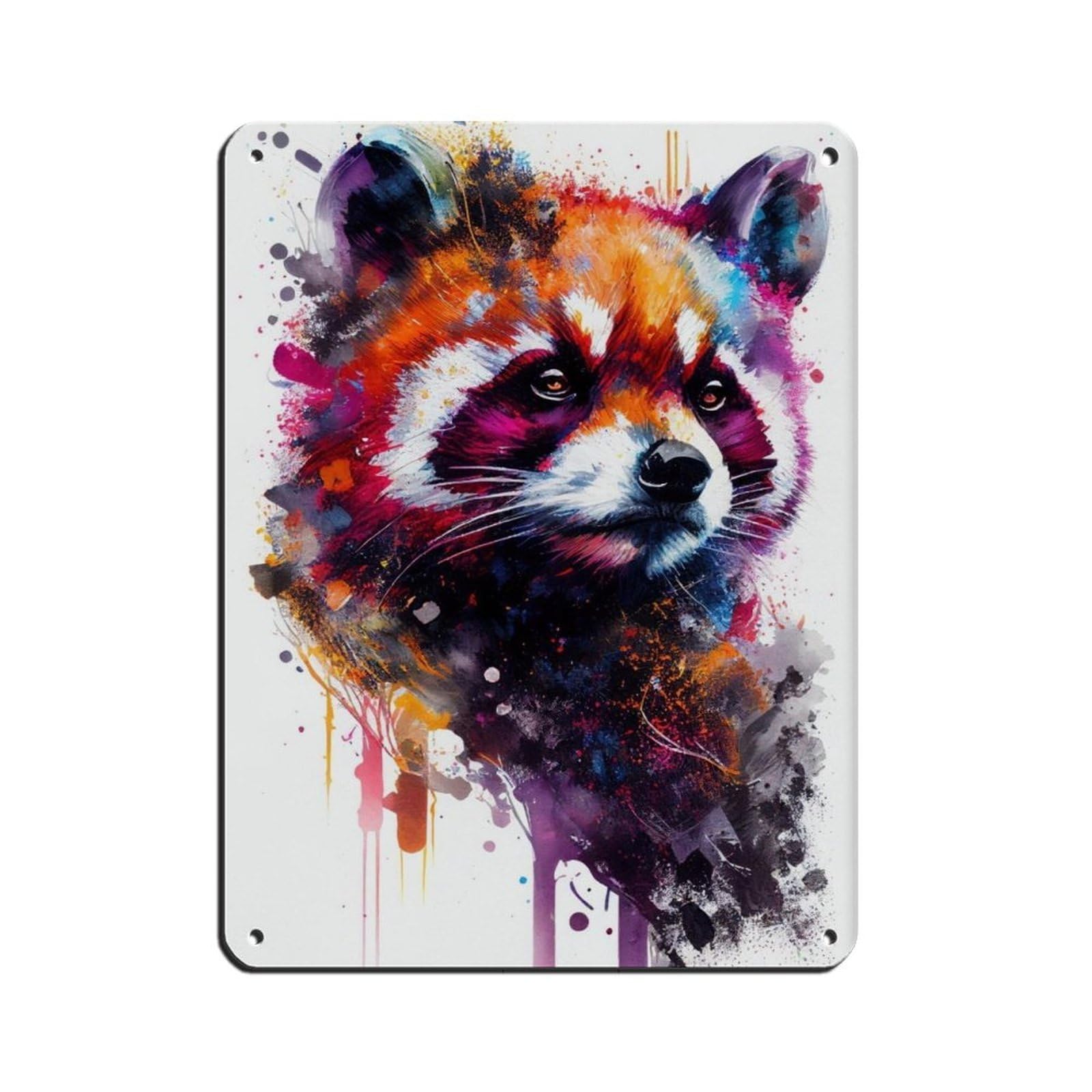 Watercolour Portrait Red Panda Poster（3） Retro Poster Metal Tin Sign Chic Art Retro Iron Painting Bar People Cave Cafe Family Garage Poster Wall Decoration 12x16inch(30x40cm)