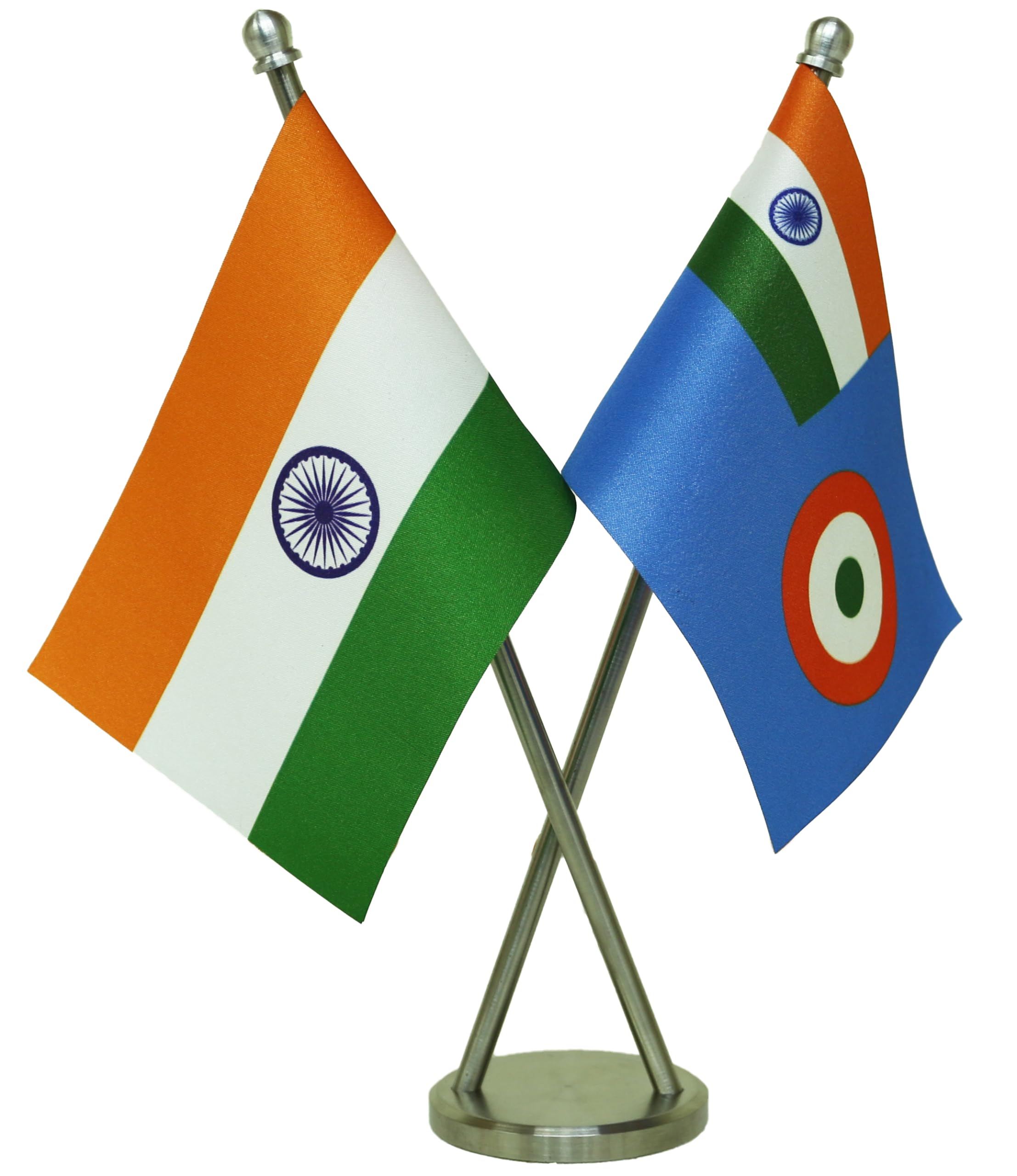 THE FLAG SHOP India & Indian Air Force Miniature Criss-Cross Flag with a Stainless Steel Stand-picture-25
