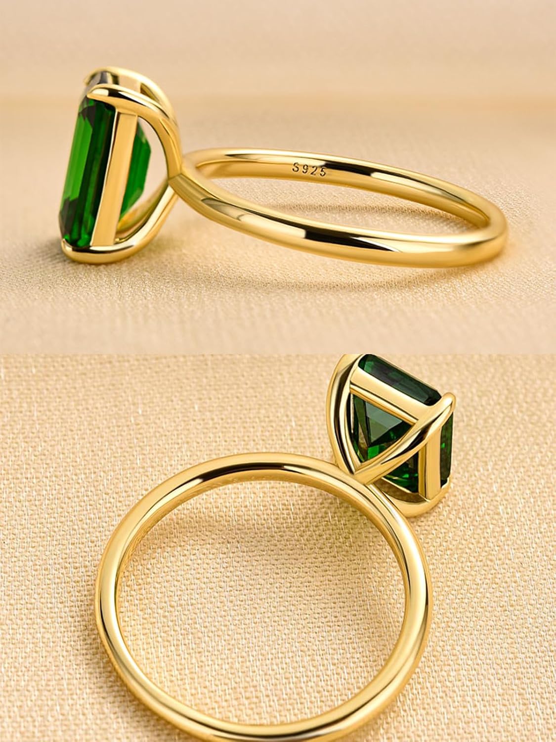 2.5CT/3.0CT Elongated Emerald Cut Engagement Ring, S925 Silver 5A Cubic Zirconia Solitaire Promise Wedding Ring - Image 6