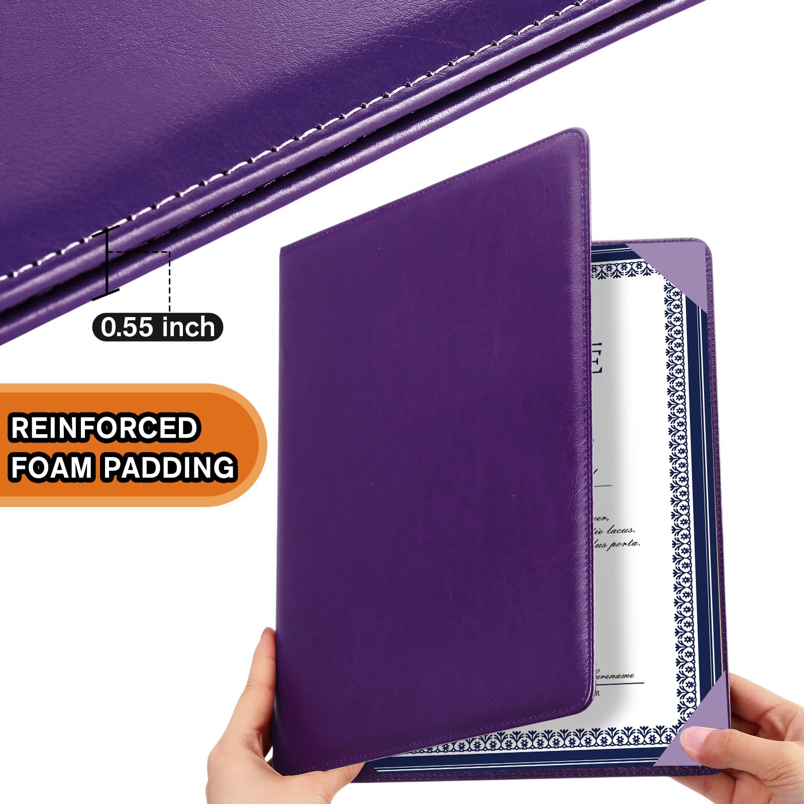 Tenare Lot de 10 porte-certificats en cuir synthétique - 21,6 x 27,9 cm - Noir, rouge, bleu, violet - Pour diplôme, concours de bienfaisance - Pour remise de diplôme, concours de bienfaisance