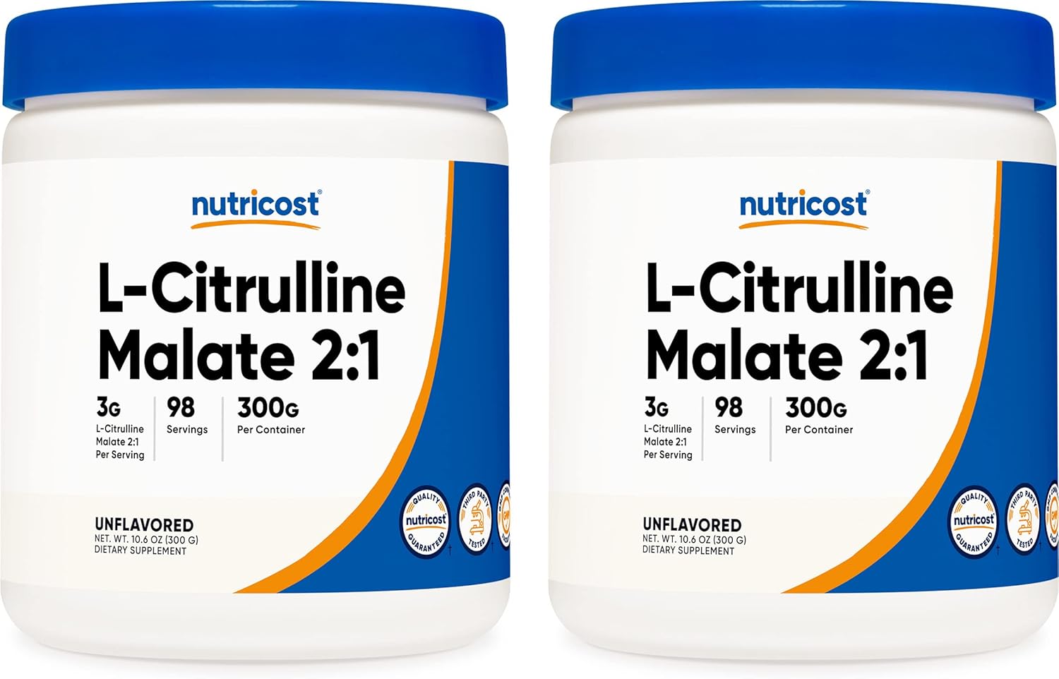 Nutricost L-citrulina malato 300G (paquete de 2) – L-citrulina pura en polvo, 3000 mg por porción – L-citrulina malato