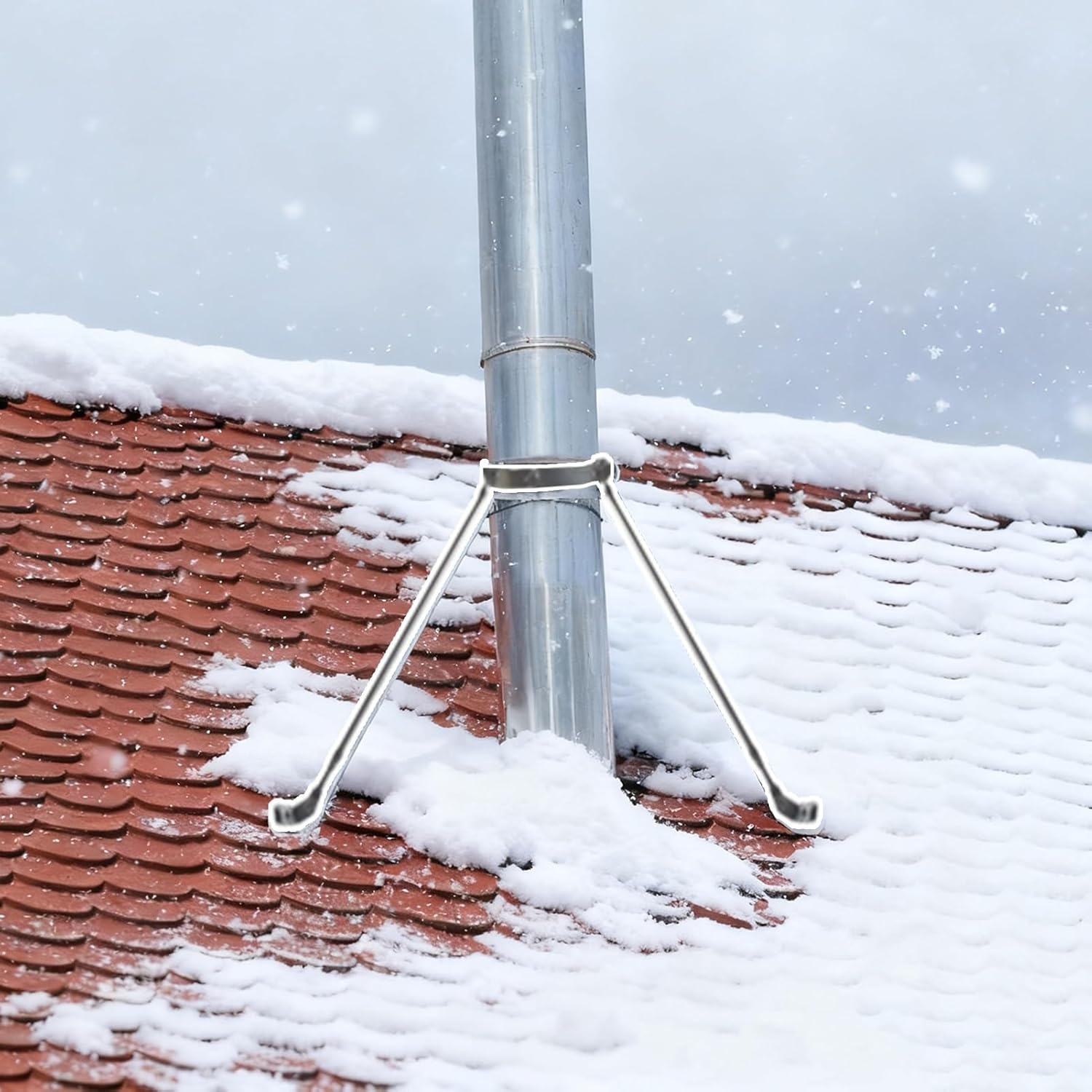 Weatherproof Roof Chimney Pipe Brace Holder - Durable Stove Pipe Supports & Exhaust Tube Bracket for Log Cabin Fireplace Stack - Flue Hanger Shelf (Hoop Dia 3 15/16" /