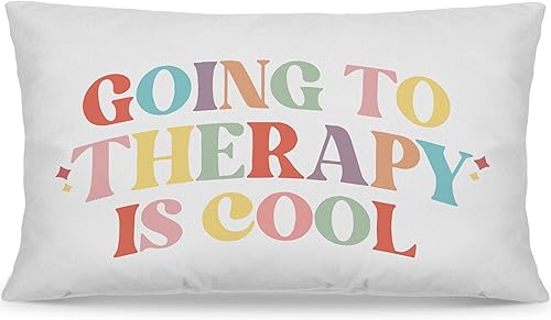 Ayxvt Going to Therapy is Cool Mental Health - Funda de almohada colorida para terapia, oficina, asesoramiento escolar, decoración de oficina,