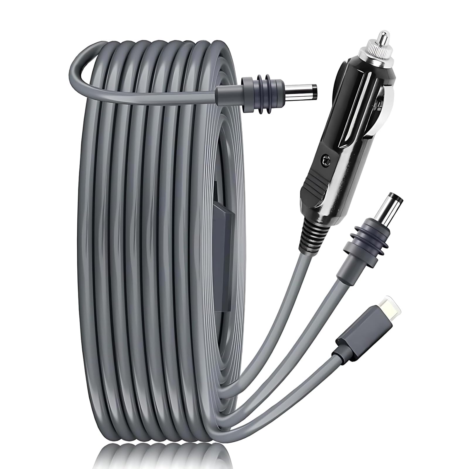 Diyeeni 5m/16.4FT for Mini DC Power Cable, 3 in 1 USB C, DC & 12V/24V Car Charger to DC Power Cable Compatible with Power Bank 65W + PD Source