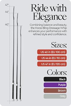 HORZE Lightweight Dressage Whip with Bling and Leather Grip Handle