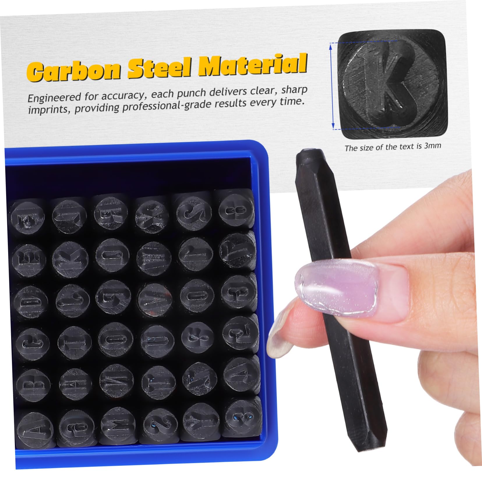 NUOBESTY Juego de Punzones de Acero al Carbono para Estampar Números Alta Precisión, Stamp Puncher Adecuado para Aficionados y Maquinistas en Metal y Plástico