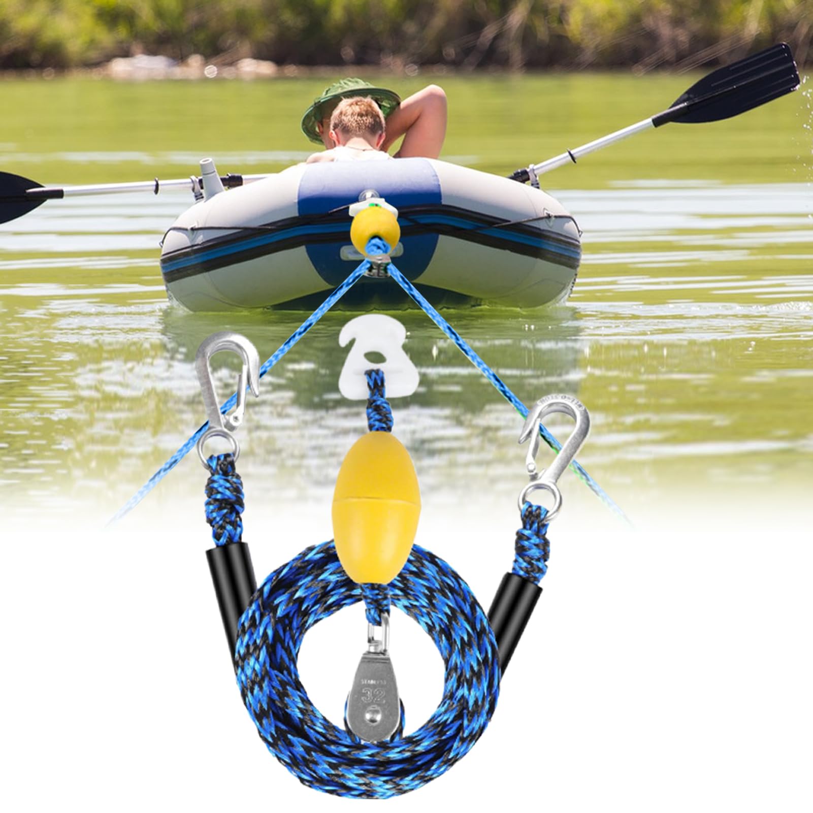 Cable de Remolque Náutico,Dispositivo De Conexión Rápida Para Cable De Remolque De Barcos - Tubo Tractable para Deportes Acuáticos con Conector 4 Plazas para Principiantes Entusiasta