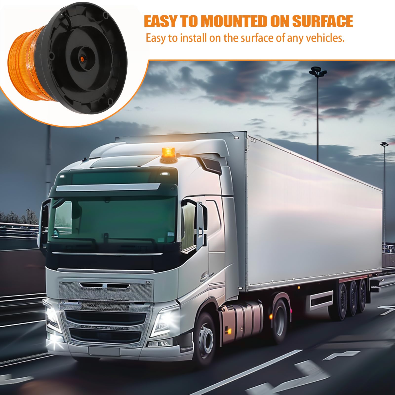 Gyrophare Orange LED,12V 24V Girophare LED Vehicule Magnétique d'Urgence Avertissement Strobe ON/OFF pour véhicule Tracteur de golf UTV Car Bus Emergency Warning Strobe (Jaune)